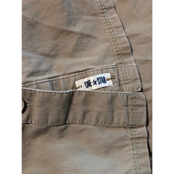 Converse Womens Medium Blouse Button Up 3/4 Sleeve Army Olive Green One Star Top - Picture 12 of 16